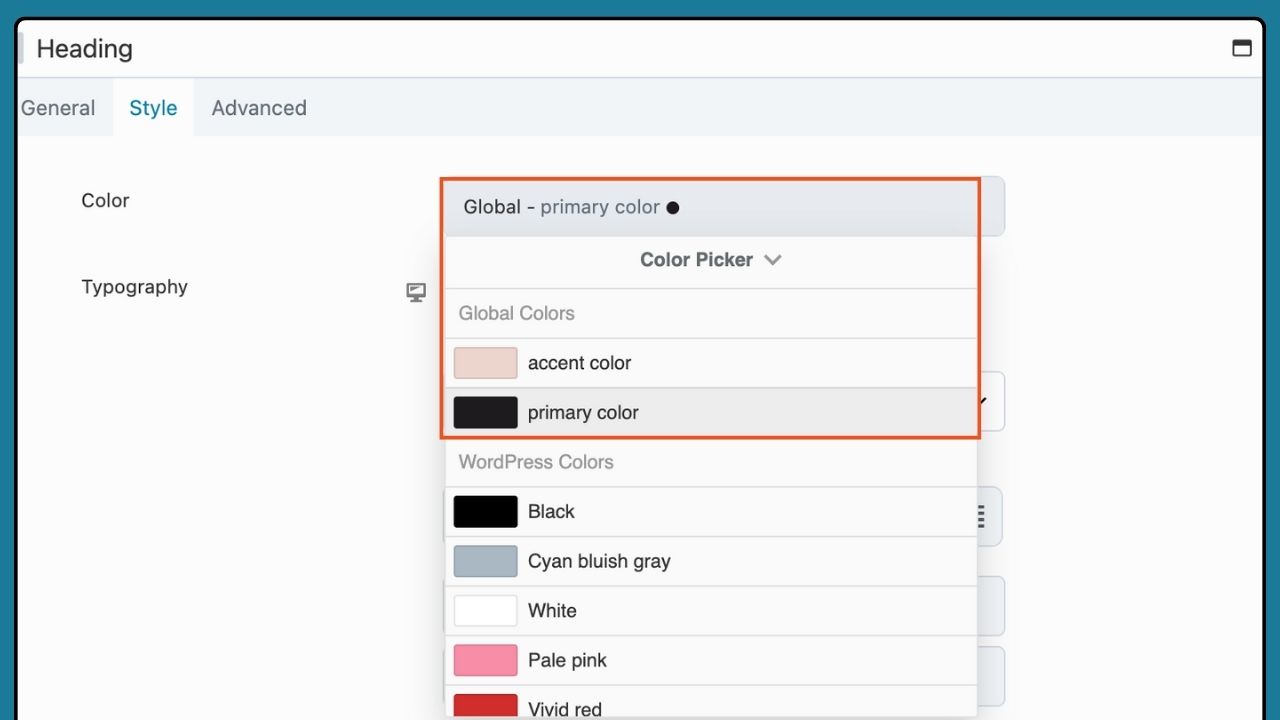 Apply Global Colors Heading Module