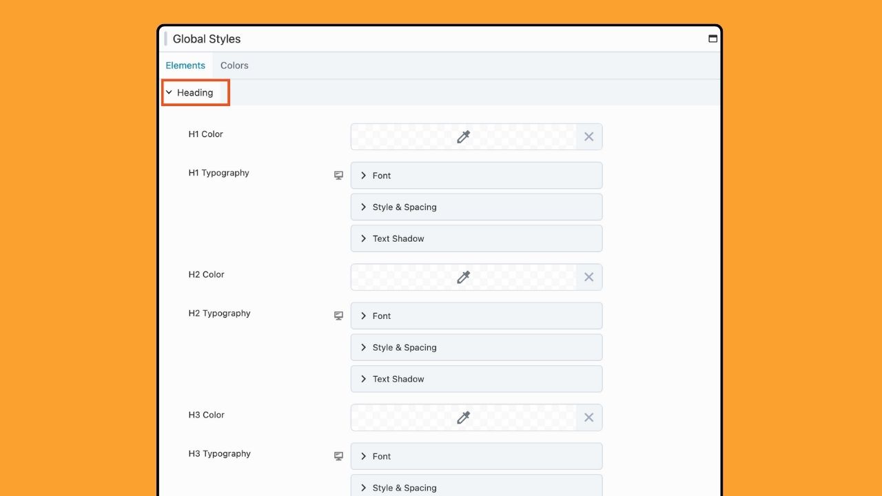 Beaver Builder Global Styles - Heading Settings