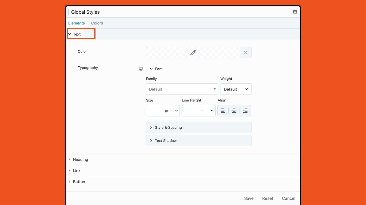 Beaver Builder Global Styles - Text Settings