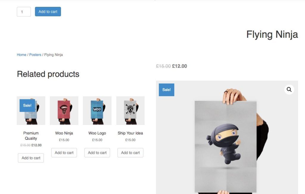 The customized product page layout template.