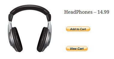 How the "add to cart" and "view cart" buttons appear