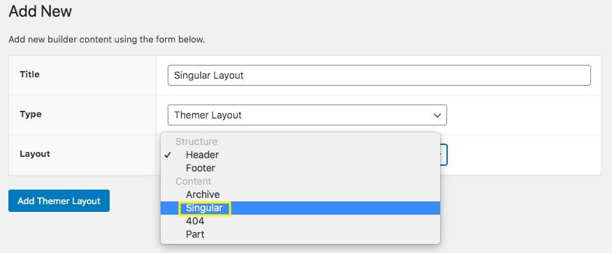 An example of using the Singular Layout option.