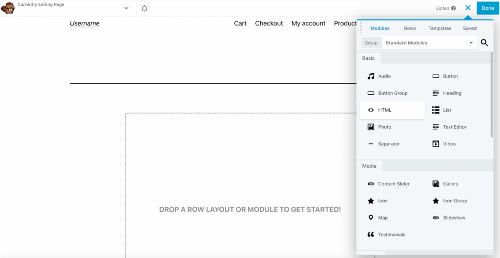 HTML module on frontend using Beaver Builder. 