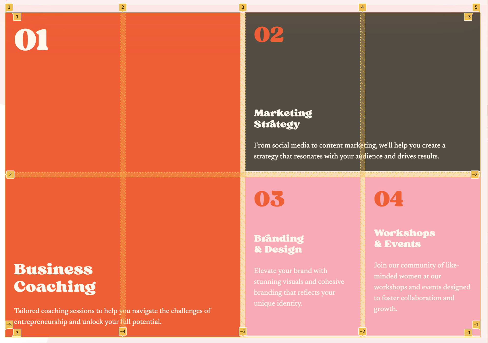 Bento grid design in WordPress