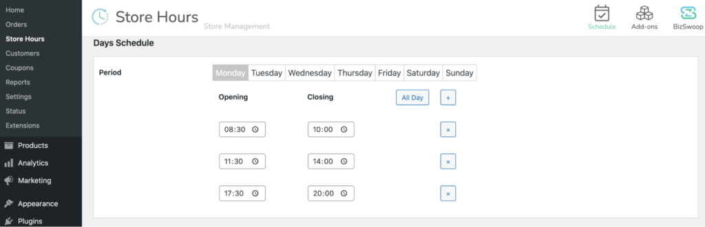 Add multiple time slots.