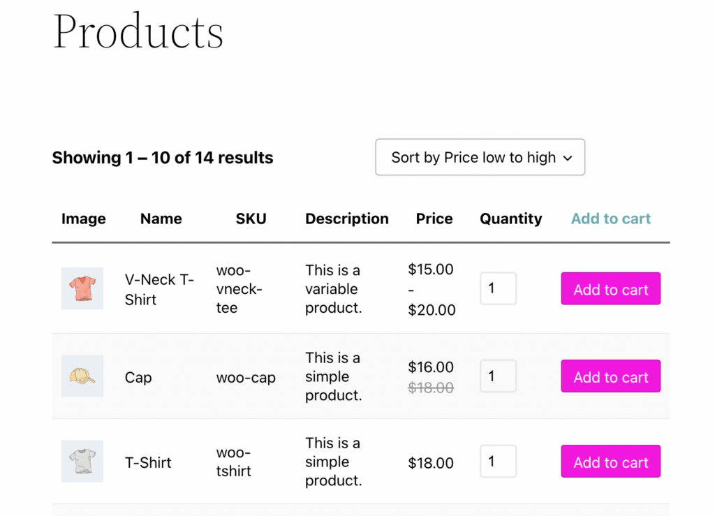 Products preview. 