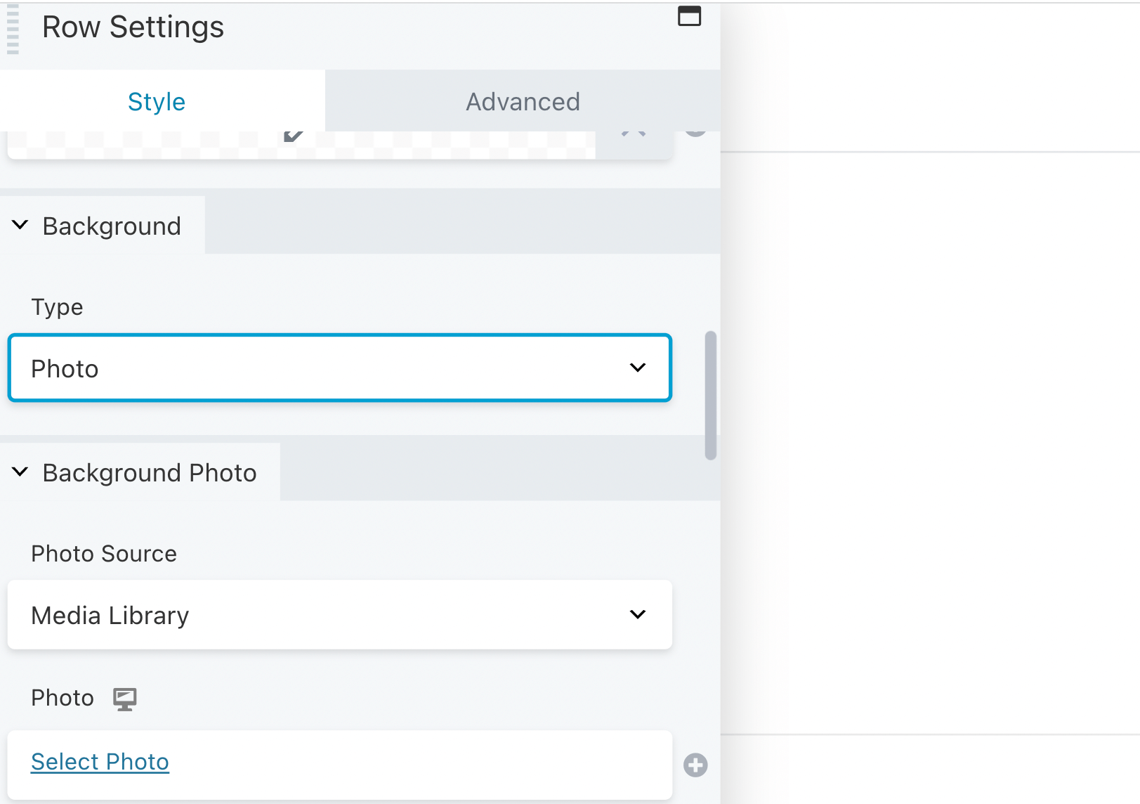 Changing background type to Photo.