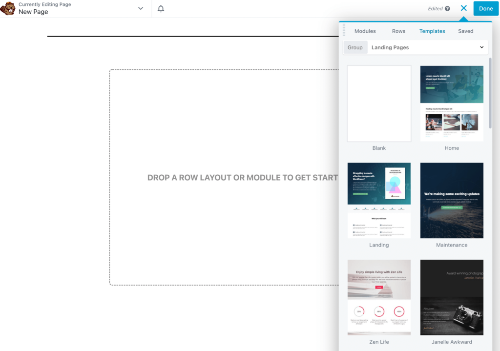 Templates tab