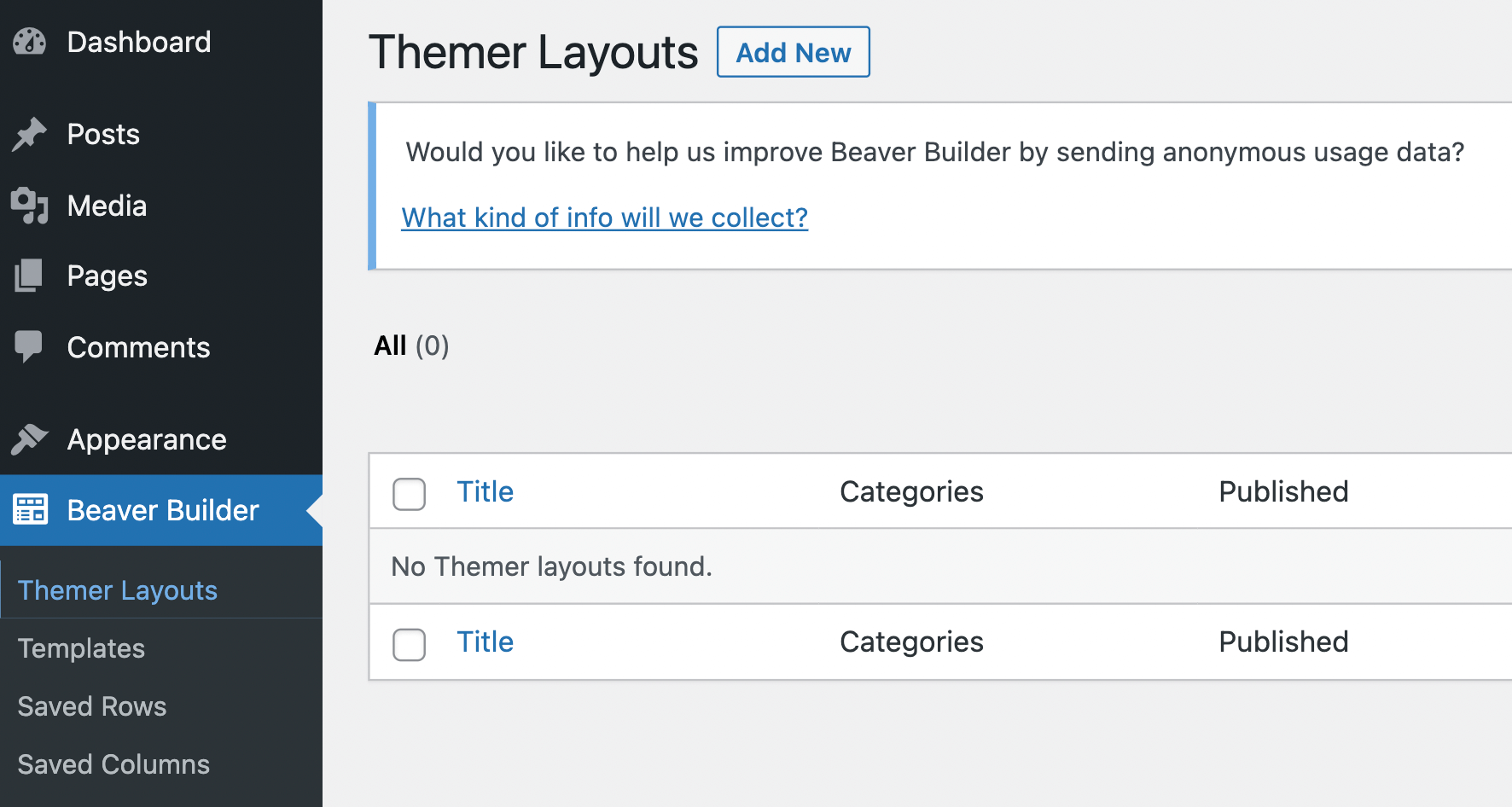 Adding a new Themer layout.